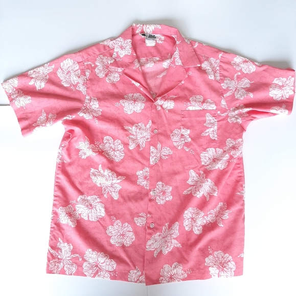 Vintage Hilo Hattie Pink Hawaiian Shirt 